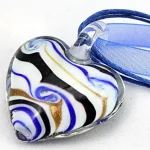 Personality-Female-Handmade-Murano-Lampwork-Glass-Stripe-Heart-Pendant-35-36MM-Fit-Necklace-Jewelry-Gifts-LL81
