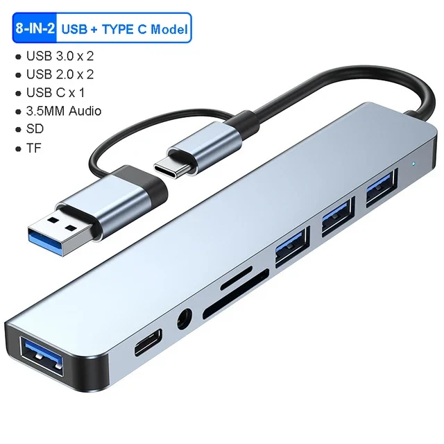 8-IN-2 USB HUB 3.0 USB C HUB Dock Station